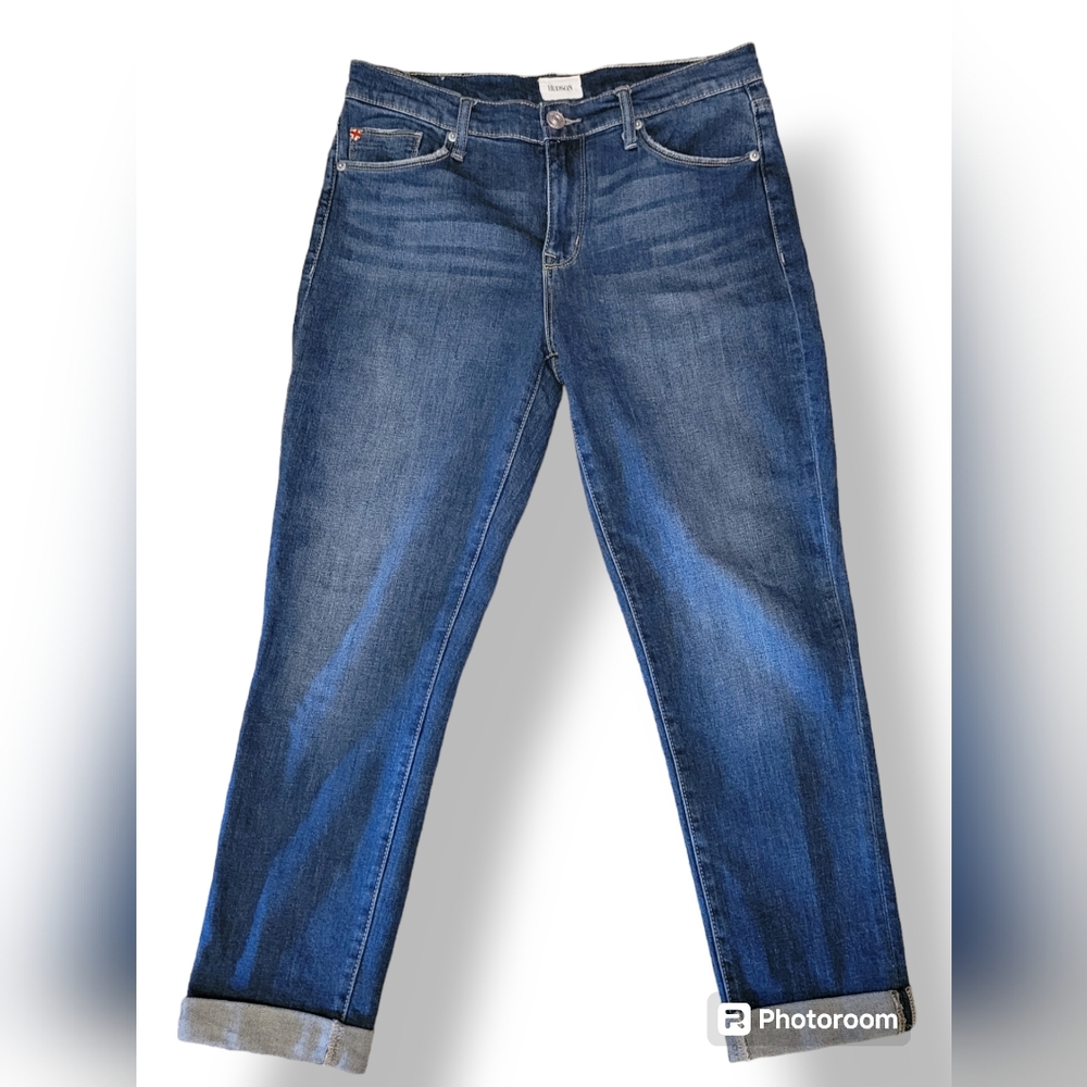 Hudson Womens Natalie Mid-Rise Slim Boyfriend Blue Cropped Jeans - Size 27